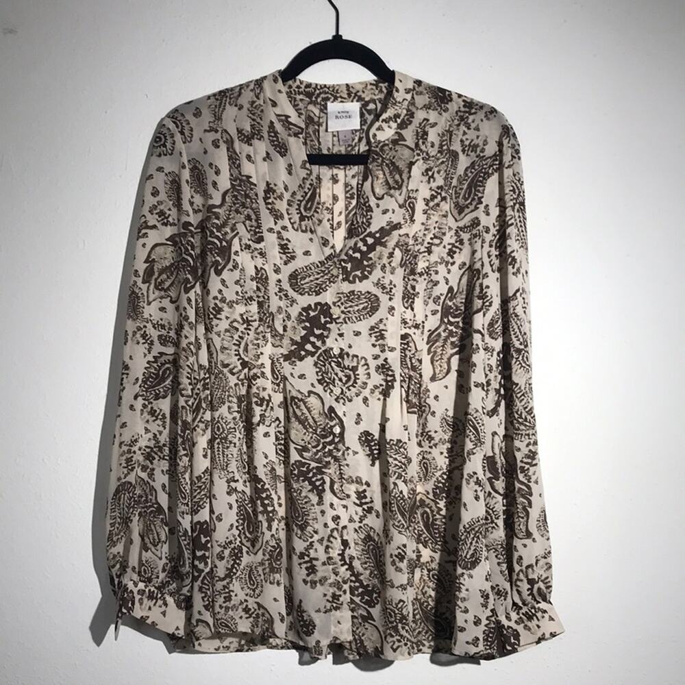 Knox Rose Sheer Floral Button Down Shirt Size Small